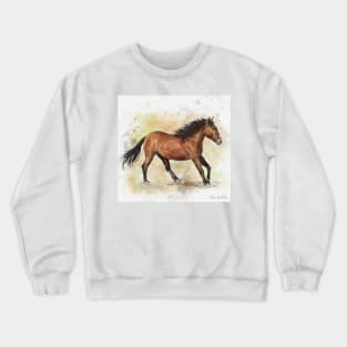 Painting of a Gorgeous Brown Mustang Horse Running Crewneck Sweatshirt